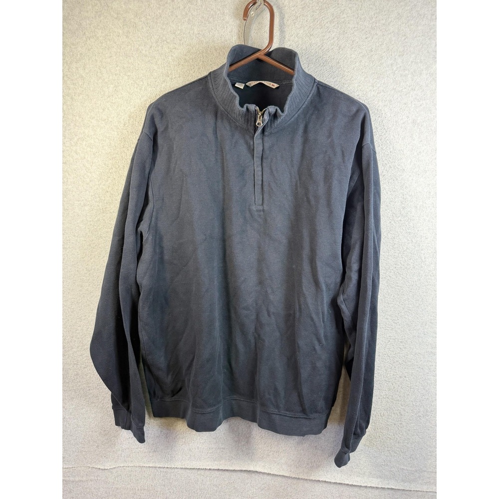 Cutter & Buck Sweater Mens XL Blue 1/4 Zip Mock Neck Cotton Knit Pullover